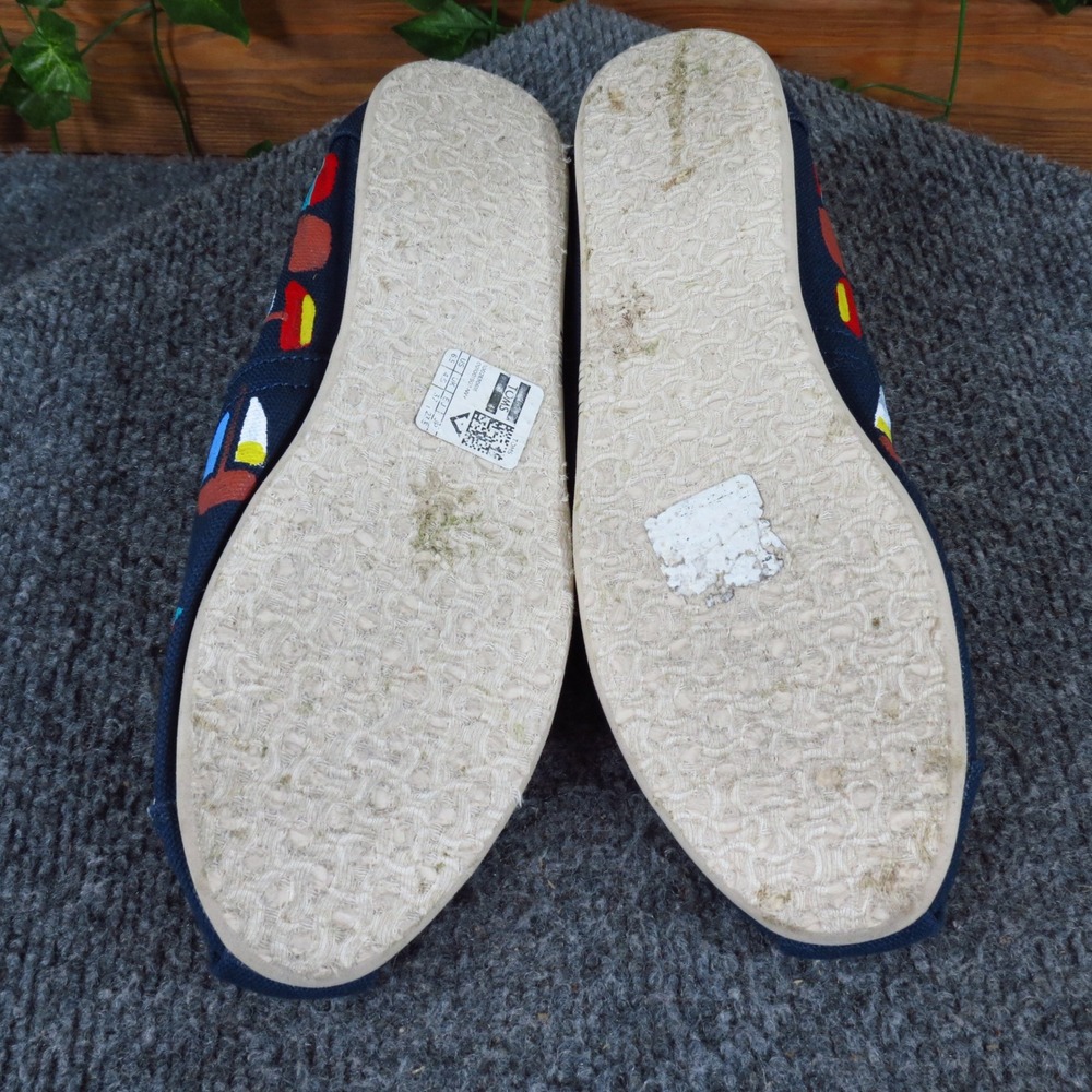 TOMS Alpargata Women Slip On Flat Size 6.5 Walking Navy Blue Sailboat Canvas - Picture 6 of 7